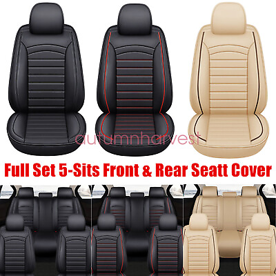 #ad Leather Seat Covers Full Set 5 Sits Front amp; Rear Cushion Accessories For TOYOTA $87.29