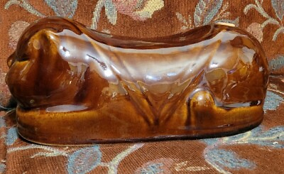 #ad Vintage Heavy Chinese Pottery Stoneware Kitty Cat Foot Warmer $80.00