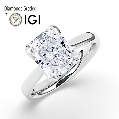 #ad Radiant Solitaire 18K White Gold Engagement Ring5 ct Lab grown IGI Certified $4162.90