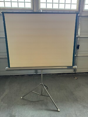 #ad VINTAGE Radiant Film Projector Screen w Tripod Portable 30quot; x 40quot; Silver Movie $49.99
