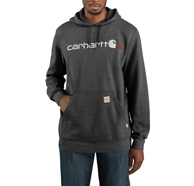 #ad Carhartt 104771 Flame Resistant Force Midweight Graphic Hoodie BLACK LARGE NEW $74.00