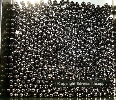 #ad 500 Black oxidized 3mm round spacer beads plated metal filler beads FPB088 $3.95