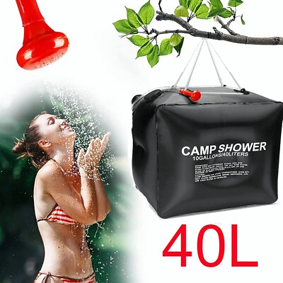 #ad 10 Gallon PVC Portable Camping Hanging Shower Water Bag Solar Heating Shower Bag $15.98