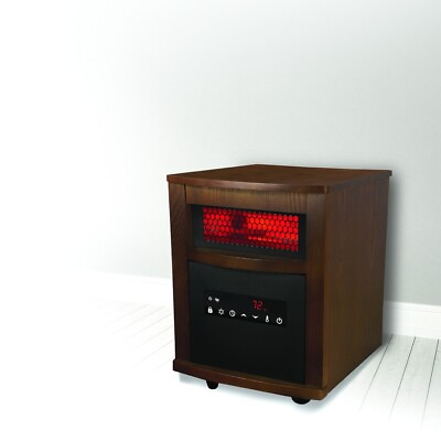 New 4 Element Quartz w Wood Cabinet Large Room Infrared Heater Includes Remote $90.95