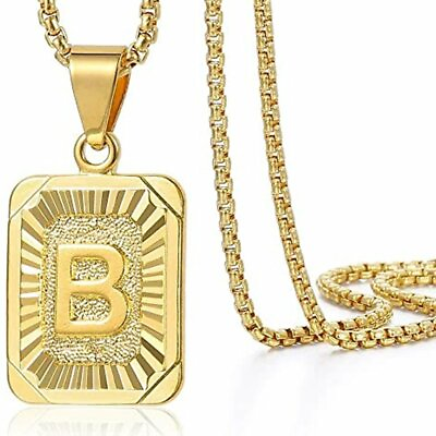 #ad Initial Letter Pendant Necklace Men Women Capital Letter A Z Stainless Steel New C $2.60