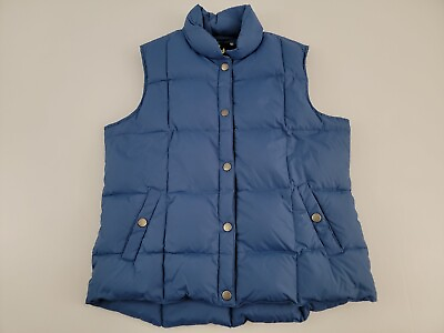 #ad Athletech Quilted Down Puffer Vest Womens Large Blue Snap Front Nylon Ski Winter $19.99