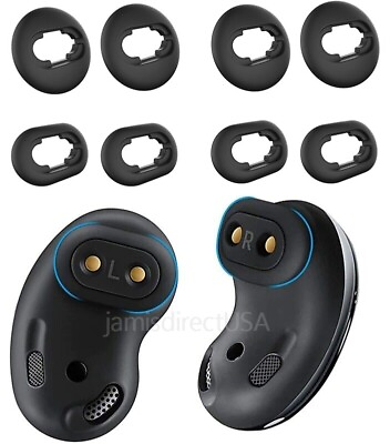 #ad 4 Pairs of Silicone Replacement Ear Tips for Samsung Galaxy Buds Live Black 8pcs $7.25
