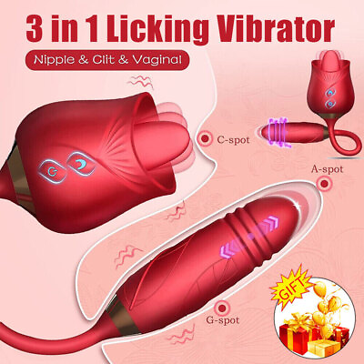 #ad For Rose Clit G spot Vibrator Oral Sucking Thrusting Dildo Bullet Sex Toy Women $16.89