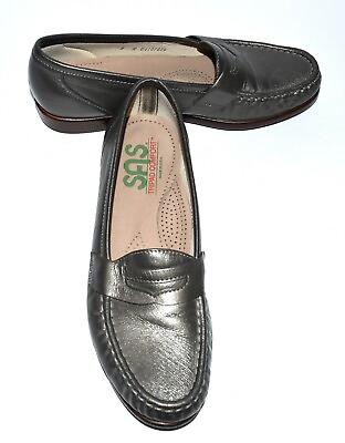#ad SAS Tripad Comfort Silver Leather Moc Toe Womens Penny Loafers Size 7N USA $34.99