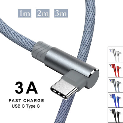 #ad 90° Heavy Duty Type C USB C Fast Charge Charger Cable Data Android Cord 1m 2m 3m $7.96