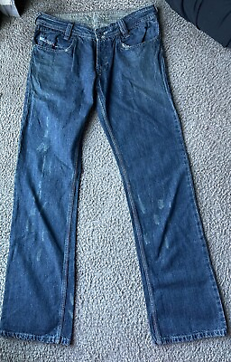 #ad Men’s Size 32 Diesel Jeans Distressed Faded Wash Blue Jeans Slim Straight $25.00