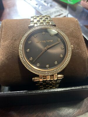 #ad Michael Kors MK 3217 Quartz Women#x27;s Crystal Watch Rose Gold Tone Pre Owned $115.00