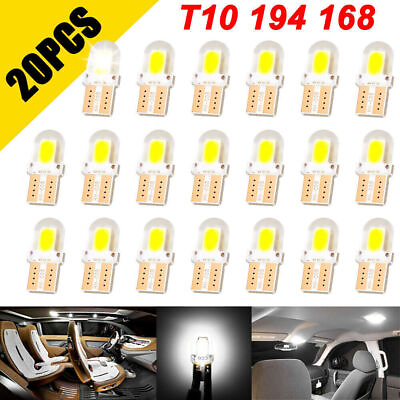 #ad 20PCS T10 194 168 W5W 2825 LED Interior Dome Map License Plate Light Bulbs White $3.88