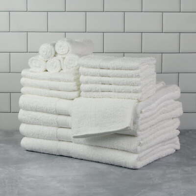 #ad Mainstays White Solid 18 Piece Bath Towel Set $33.23