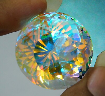 #ad 71 Ct Natural Mystic Topaz Round Brilliant Loose Gemstone Rainbow Brazil.G 1077 $24.29