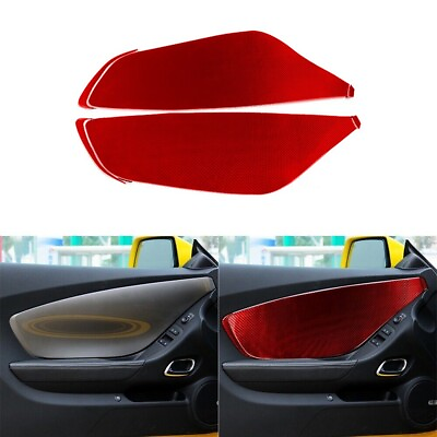 #ad 6Pcs Red Carbon Fiber Interior Door Panel Cover Trim For Chevrolet Camaro 10 15 $69.99