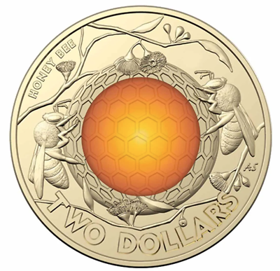 #ad 2022 Australian Honey Bee $2 Coloured Uncirculated Coin AU $9.95