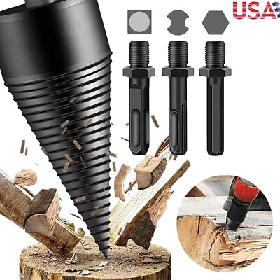 #ad 4x High Speed Twist Firewood Drill Bit Wood Splitter Screw Splitting Cone Driver $5.95