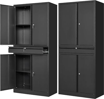 #ad Metal Garage Storage Cabinet with Drawer4 Door Tool Cabinet with Lock 2 Shelves $185.98