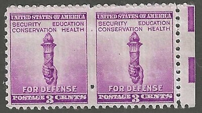 #ad U.S. 1940 Scott #901 Pair one Perforation Between Mint Never Hinged $28.00