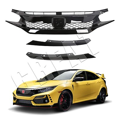 #ad For 2016 2018 Honda Civic Front Grille Type R Style Hood Grill Hatchback Sedan $71.24