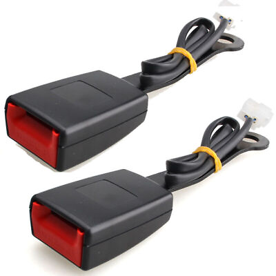 #ad 2X Car Front Seat Belt Buckle Socket Plug Connector Warning amp; 7quot; Cable Camlock $21.99