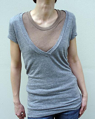 #ad Women Vintage Heater Tunic Alternative Deep v neck Great for layers $9.99
