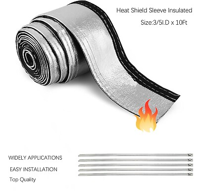 #ad 3 5quot; ID Metallic Heat Shield Sleeve Insulated Wire Hose Cover Wrap Loom Tube 10#x27; $23.75
