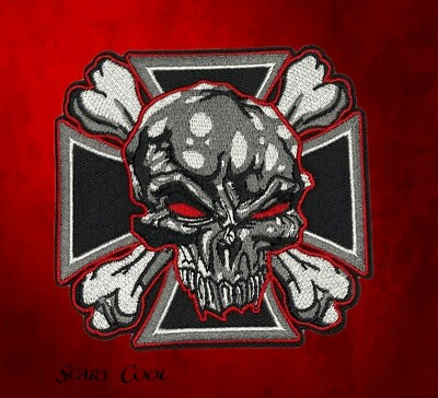 #ad New Skull Cross Bones Iron Embroidered Motorcycle Biker Iron On Patch $8.95