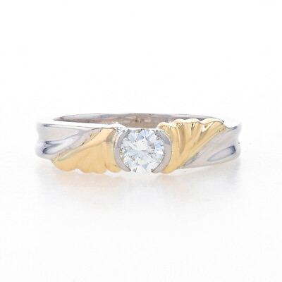 #ad White Gold Diamond Solitaire Engagement Ring 14k Round Brilliant .33ct $499.99
