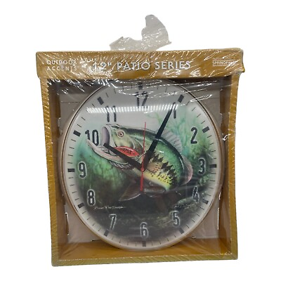 #ad 2004 Springfield 12quot; Patio Series Outdoor Bass Pro Shops Fish Clock BRAND NEW $39.99