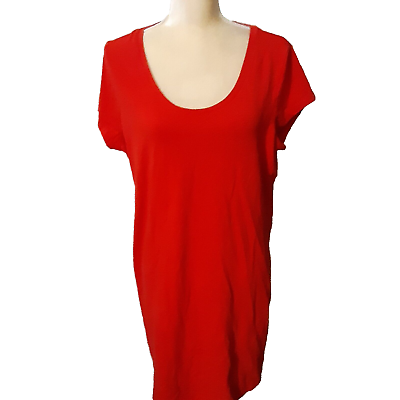 #ad Isaac Mizrahi LIVE red t shirt dress L cotton blend casual $20.00
