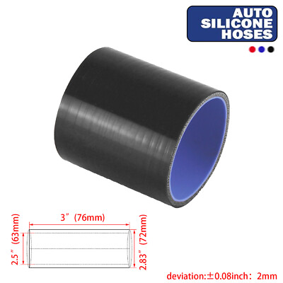 #ad Performance 2.5quot; Straight Coupler Silicone Hose For Turbo Radiator Reducer BK $11.31