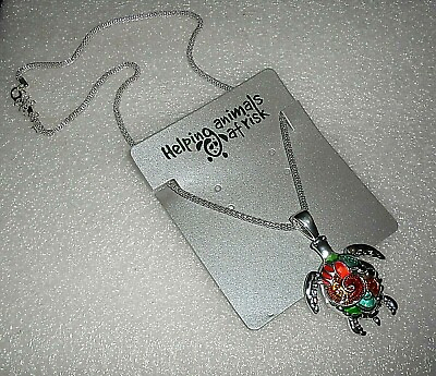 #ad MOC Helping Animals At Risk Colorful Turtle Pendant Necklace $12.00