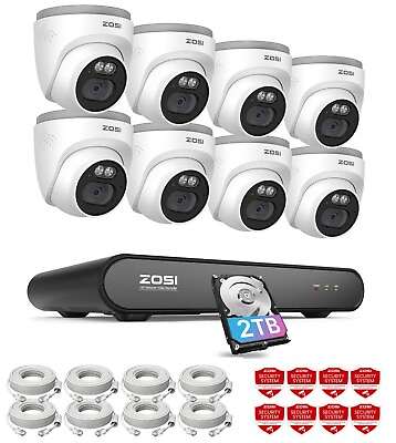 #ad ZOSI 8CH PoE 3K NVR 4MP Security Outdoor Camera System AI Smart Human Detection $223.99