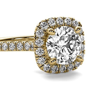 #ad Halo Diamond Ring 4.30 Ct H VS2 Certified Lab Grown Round Cut Diamond Ring 14K $3950.00