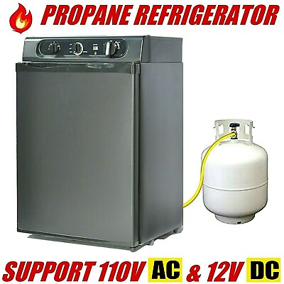 #ad 3 Way LP Gas Fridge Propane Refrigerator Compact Freestanding 12V DC 2.2 Cu ft $459.66