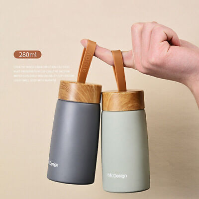 #ad Portable Wood Grain Insulation Bottle 304 Stainless Steel Vacuum Flask Water Cup $9.97