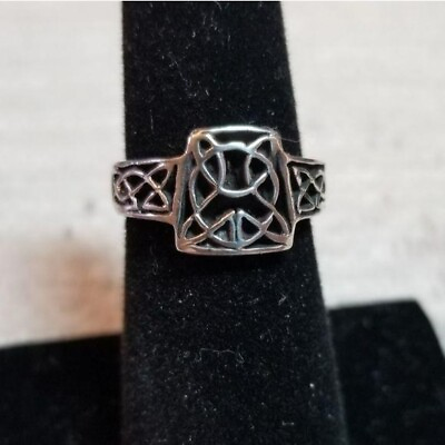 #ad Sterling Silver Decorative Artisan Ring Size 6.75 JJ104 $19.00