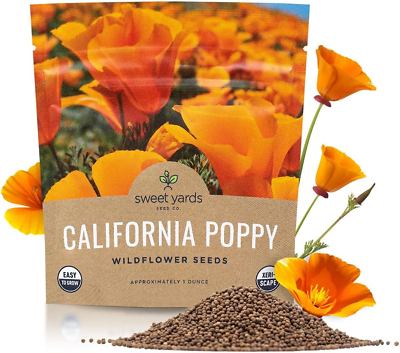 #ad California Orange Poppy Wildflower Seeds Bulk 1 Ounce Packet over 20000 Nat $17.98