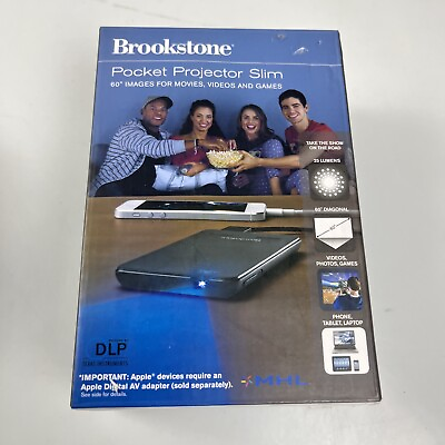 #ad Brookstone Pocket Projector Slim DLP Texas Instruments For Movies Videos Games $71.99