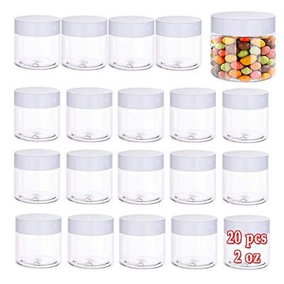 #ad 2oz Plastic Cosmetic Container Round Clear Pot Jars with White Lids 20 Pack $14.73