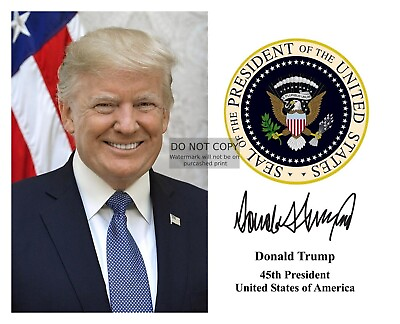 PRESIDENT DONALD TRUMP PRESIDENTIAL SEAL AUTOGRAPHED 8X10 PHOTOGRAPH $8.49