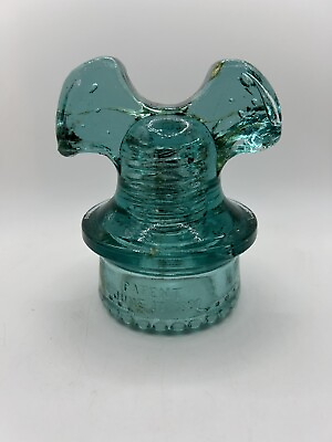 #ad Aqua Hemingray Mickey Mouse Style Glass Insulator Patent May 2 1983 Antique $95.99