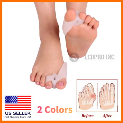 #ad 1 Pair Silicone Gel Bunion Toe Corrector Orthotics Straightener Separator Pain $4.76