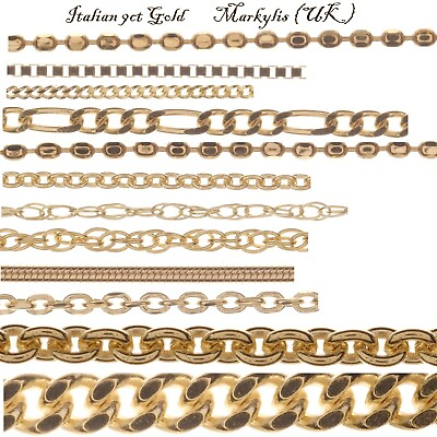 #ad 9ct Yellow Gold Necklace Chain Solid 375 Including Curb Rolo Snake Box GBP 194.33
