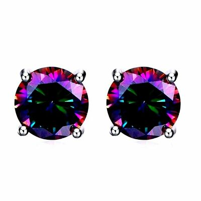 #ad 2 ct. Mystic Rainbow Topaz Round Stud Earrings in Solid Sterling Silver $44.00