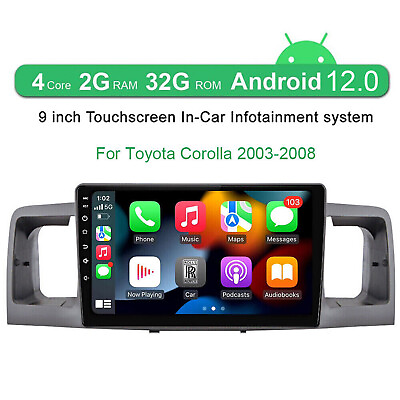 #ad Car Stereo Radio fits for Toyota Corolla 2003 2008 9quot; 2G 32G Carplay Part 1.8L $134.74