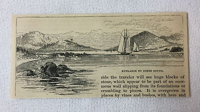 #ad 1872 magazine engraving ENTRANCE TO SOMES SOUND Mount Desert IslandMaine $7.25