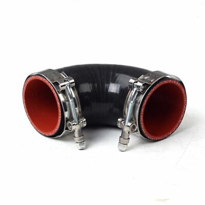 #ad 3quot; inch 76 mm ID 90 Degree Silicone Coupler Hose Pipe Black Red 2PCS T Clamp $14.99